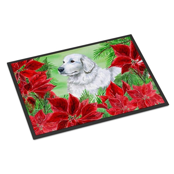 Carolines Treasures Maremma Sheepdog Poinsettas Indoor or Outdoor Mat, 18 x 27 in. CK1323MAT - main